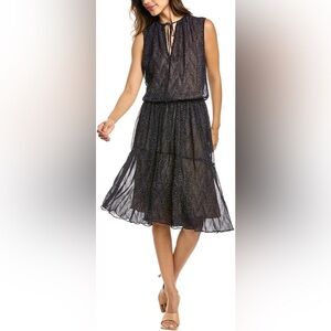 Vince Starry Dot Tiered Midi Dress - Size M